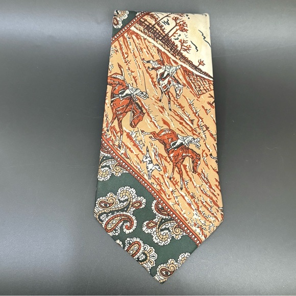 Vintage CARRE Berkley Cravats Equestrian Polo Horse European Look Silk Necktie - Picture 6 of 15